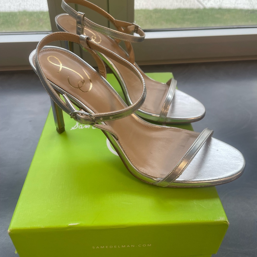 Sam Edelman Silver Strappy Heels - Picture 2 of 8